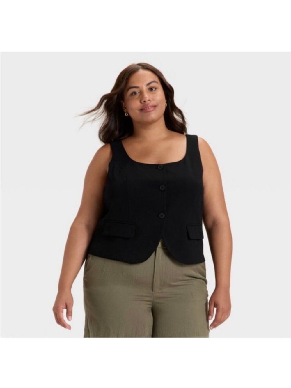 A New Day Women's Signature Crepe Scoop Vest Black Size XL